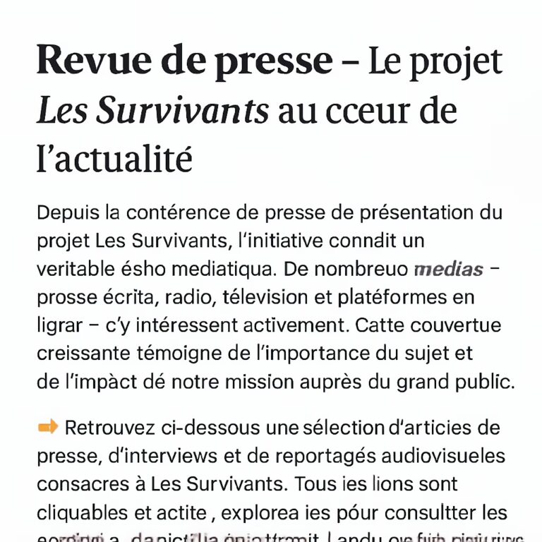 Revue de presse – Le projet Les Survivants au cœur de l’actualité